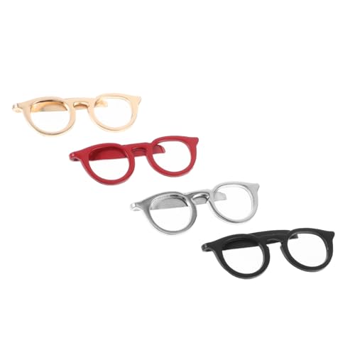 MUCKLILY 4 Stück Krawattenklammern für Herren aus Poliertem Langlebig und Rostfrei Elegantes Brillendesign Leichte und Einfache Handhabung Passend für Hemden und Krawatten Modisches von MUCKLILY