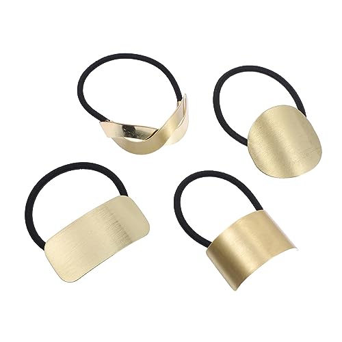 MUCKLILY 4 Stück Metal Hair Bands Teiliges Elastische Glänzende Haarbänder aus Metall mit Verschiedenen Formen Verstellbar und Komfortabel Modischer Haarschmuck für Damen und Mädchen von MUCKLILY