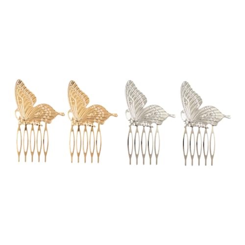 MUCKLILY 4 Stück Modische Metall Schmetterling Haarspangen Filigrane Haarkämme für Mädchen Stilvolle Seitliche Haarklammern in Gold und Silber Vielseitiges Haarschmuck accessoire für von MUCKLILY