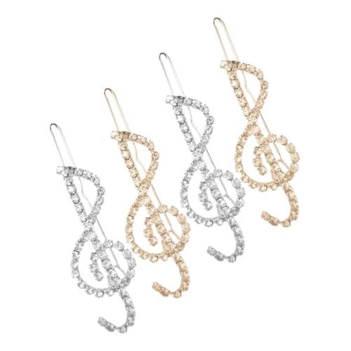 MUCKLILY 4stücke Metall-haarspangen Mit Musiknoten-design Strassstein-haarklammern Rutschfeste Haarspangen Für Frauen Und Mädchen Hochzeits-haaraccessoires von MUCKLILY