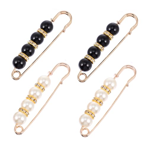 MUCKLILY 4 Stück Perlen Sicherheitsnadeln Damen Broschen für Kleidung Kleine Schmuck Clips für Schals Pullover Taillenregulierung Vielseitige Dekoration für Frauenbekleidung von MUCKLILY