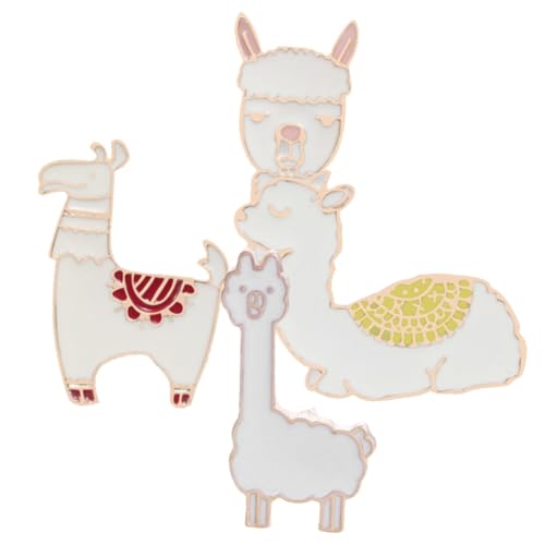 MUCKLILY 4 Stück Teiliges Alpaka Broschen Niedliche Emaille Anstecknadeln für Kleidung Schals Hüte Handgefertigte Sichere Befestigung Farbenfrohe Alpaka Motive Geeignet für Damen und von MUCKLILY