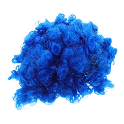 MUCKLILY 4 Stück Teiliges Blaues Afro Kurz Lockig Flauschig Disco-party Cosplay Perücke Unisex Einfach zu Stylen Vielseitig für Halloween Karneval Themen Kostümpartys Geeignet von MUCKLILY