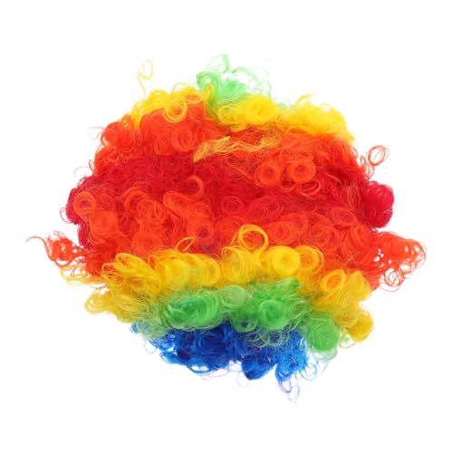 MUCKLILY 4 Stück Teiliges Buntes Afro-perücken- Jahre Disco Clown Lockenperücke Leicht Atmungsaktiv für Karneval Halloween Party Cosplay und Themen-events von MUCKLILY
