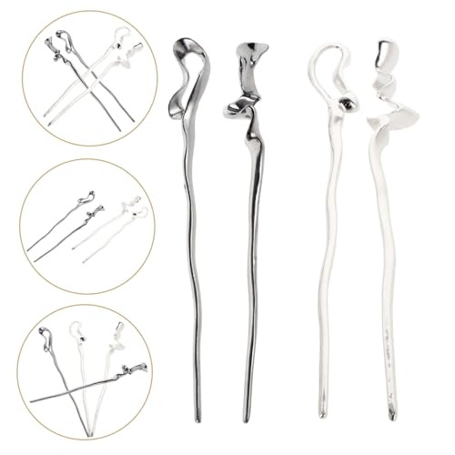 MUCKLILY 4 Stück Teiliges Chinesische Haarnadeln Geometrische Haarstäbchen Vintage Haarschmuck für Frauen Glatt Vielseitig für Mittellanges Langes Haar Geeignet für Hochzeiten und von MUCKLILY