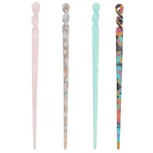 MUCKLILY 4 Stück Teiliges Damen Haarstäbchen Haarnadeln im Antiken Chinesischen Stil Langlebig Farbenfroh Geeignet für Alltag Hochzeit Festival Hält Dutt und Pferdeschwanz Sicher und von MUCKLILY