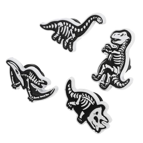 MUCKLILY 4 Stück Teiliges Dinosaurier skelett Broschen aus Langlebiger Legierung Kreative Anstecknadeln in Knochenform Modische Reverspins für Damen und Herren Vielseitig Kombinierbar zu von MUCKLILY