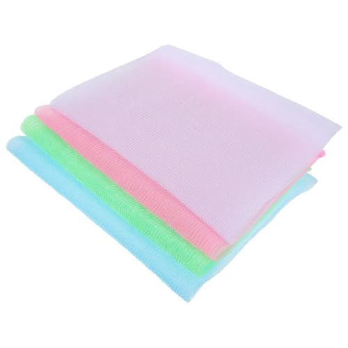MUCKLILY 4 Stück Teiliges Exfolierender Duschwaschlappen aus Nylon Langes Weiches Rückenpeeling handtuch Schnell Trocknend Wiederverwendbar für Bequemes Duschen und Einfache Reinigung von MUCKLILY