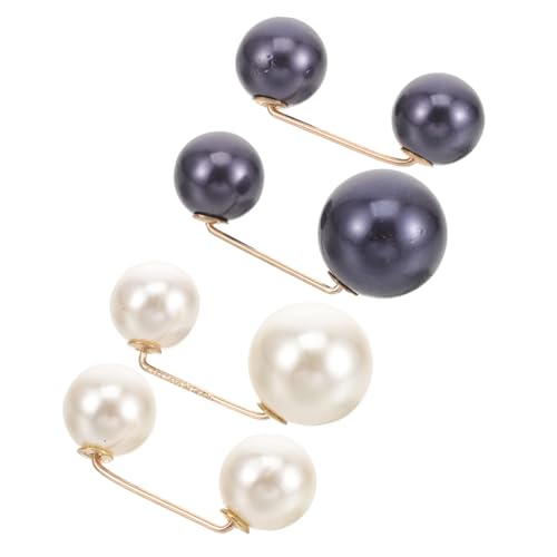 MUCKLILY 4 Stück Teiliges Falsche Perlenbroschen Taillenknöpfe für Röcke Vielseitige Kragen Corsagen Anti peeping Sicherheitsnadeln Modische Kleidungsschmuck Damen Geschenk von MUCKLILY