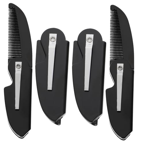 MUCKLILY 4 Stück Teiliges Faltbarer Bartkämme aus Sicherem Ergonomisch Leicht Tragbar für Herren Schnurrbart styling Zuhause und Unterwegs von MUCKLILY
