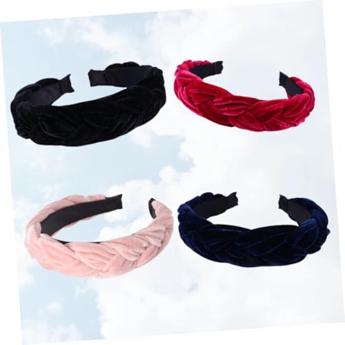 MUCKLILY 4 Stück Teiliges Goldsamtene Stilvolle Haarbänder mit Kreuzdesign Weiche Stirnbänder für Damen Modische Haarschmuck Accessoires in Gemischten Farben von MUCKLILY