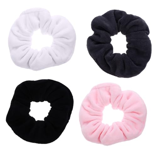 MUCKLILY 4 Stück Teiliges Haargummis aus Saugfähigem Mikrofaser Elastische Weiche Haarbänder in und Dunkel Rosa Großer für Damen Modischer Pferdeschwanzhalter für Alltag Sport und Party von MUCKLILY