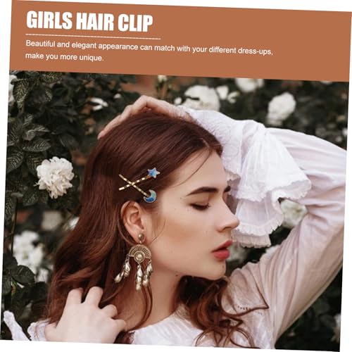 MUCKLILY 4 Stück Teiliges Haarklammern Stern und Mond Bunte Haarspangen für Mädchen Kreative Party haaraccessoires Langlebig und Elegant Passend für Festliche Anlässe von MUCKLILY