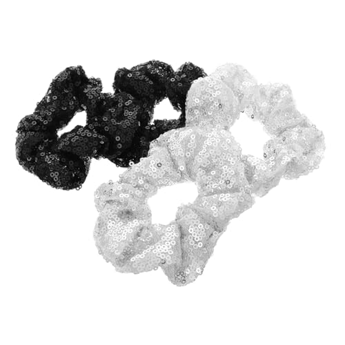 MUCKLILY 4 Stück Teiliges Jumbo Satin Haargummis mit Glitzer Pailletten Metallic Elastische Haargummis für Damen Mädchen Sanfte Fixierung Vielseitig Einsetzbar Festliche Haarschmuck für von MUCKLILY