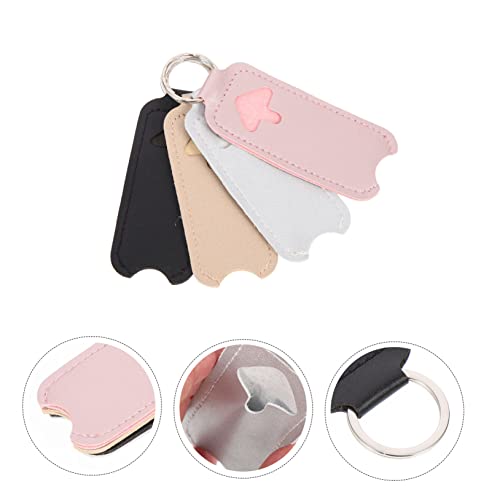MUCKLILY 4 Stück Teiliges PU Lippenstift etui Schlüsselanhänger Kompakte Lippenstift Aufbewahrungstasche in Schwarz Orange Praktische Schminktasche für Reisen Alltag und Geschenk von MUCKLILY