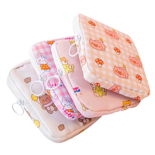 MUCKLILY 4 Stück Teiliges Tragbare Hygiene aufbewahrungstaschen mit Reißverschluss Multifunktionale Periodenbeutel für Damenbinden Kompakte Organizer für Alltag und Reisen Niedliche von MUCKLILY