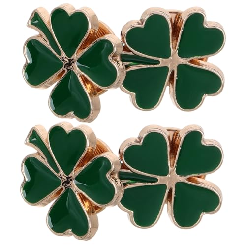 MUCKLILY 4 Stück Vintage Kleeblatt Brosche aus Emaille Retro Anstecknadeln aus Legierung Farbecht und Langlebig Modisches Schmuckaccessoire für Damen für St Patricks Day Kleidung und Hüte von MUCKLILY