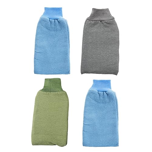 MUCKLILY 4Stücke Einfache Bad Handtücher Multifunktionale Waschhandschuhe für Dusche und mit Praktischem Handgelenkverschluss Geeignet für Badezimmer und Körperpflege von MUCKLILY