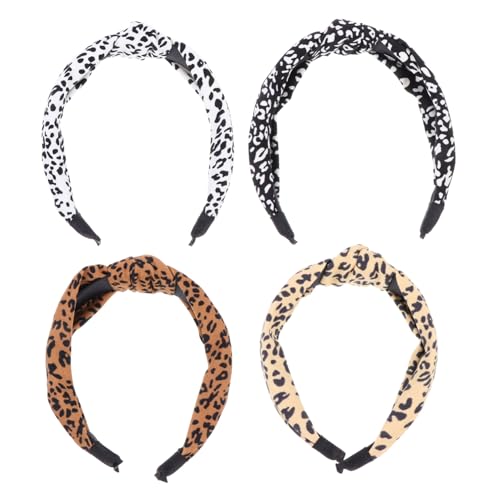 MUCKLILY 4stücke Leopardenmuster Stirnband Für Mädchen Und Frauen Weiches Tuch Haarband Als Kopfschmuck Und Haarschmuck Für Verschiedene Anlässe von MUCKLILY