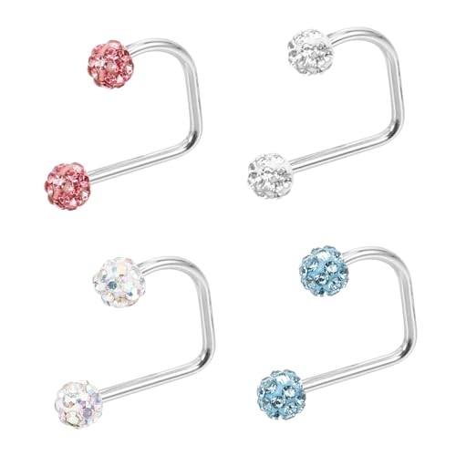MUCKLILY 4Stücke Lippenringe Metall Damen Piercing Schmuck Hellrosa Wasserblau Ab Vielseitig Reizfrei von MUCKLILY