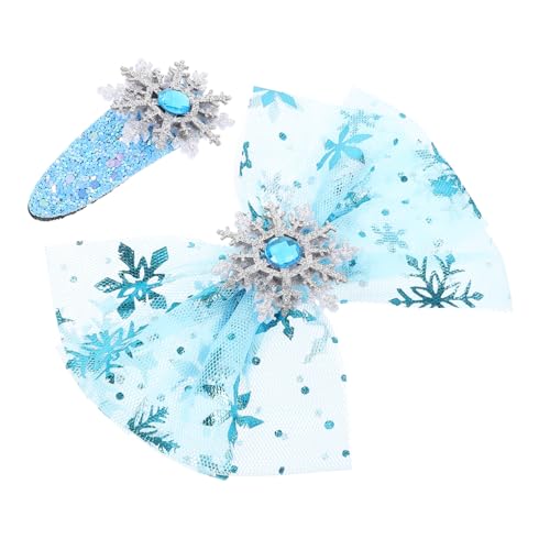 MUCKLILY 4 Stück Schneeflocken Haarschleifenclips Für Kinder Glänzende Strass Haarspangen Rutschfeste Krokodilklemmen Haarschmuck Für Mädchen Für Partys Und Feste von MUCKLILY