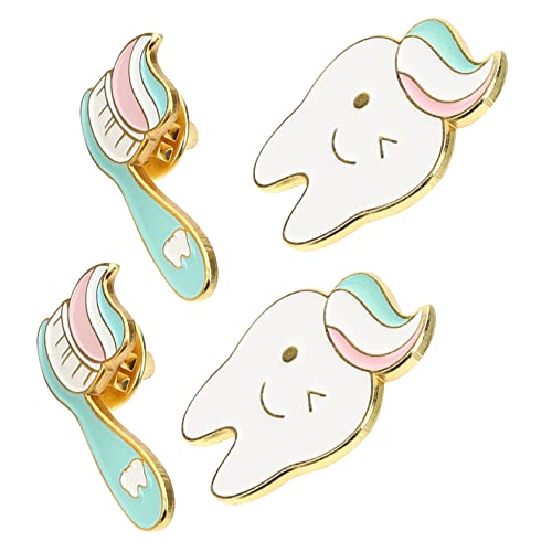 MUCKLILY 4stücke Teiliges Kawaii Zahnbürsten Zahn-pins Einzigartige Anstecker Für Rucksäcke Hüte Kleidung Lustige Broschen Für Tägliche Outfits von MUCKLILY
