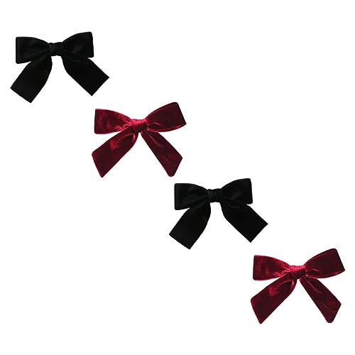MUCKLILY 4 Stück Samt Haarnadeln Mit Schleifen Für Frauen Kreative Haarclips in Schwarz Und Weinrot Für Festivals Und Partys Praktisch Und Leicht Haarschmuck Accessoire von MUCKLILY