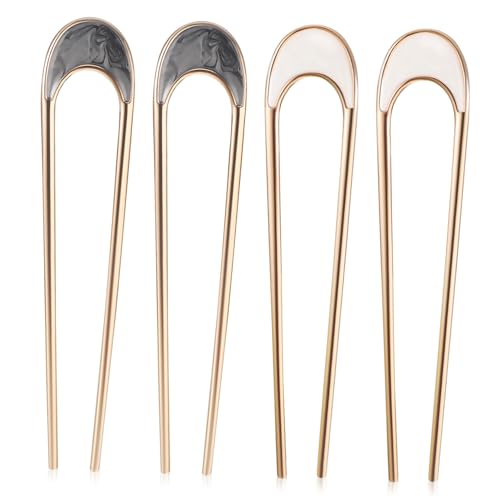 MUCKLILY 4 Stück U-Förmige Haarnadeln Metall Haarnadel für Dutts Französische Haarspangen für Frauen für Hochzeiten und Partys Stilvolle Haaraccessoires von MUCKLILY