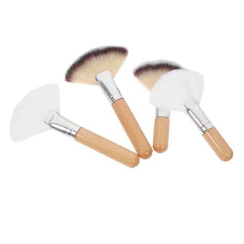 MUCKLILY 4stücke Fan-make-up-pinsel Für Gesichtsmakeup Puder Foundation Blush Und Concealer Mit Weichem Nylonhaar Eleganten Kurzen Und Langen Griffen Für Frauen Und Mädchen von MUCKLILY