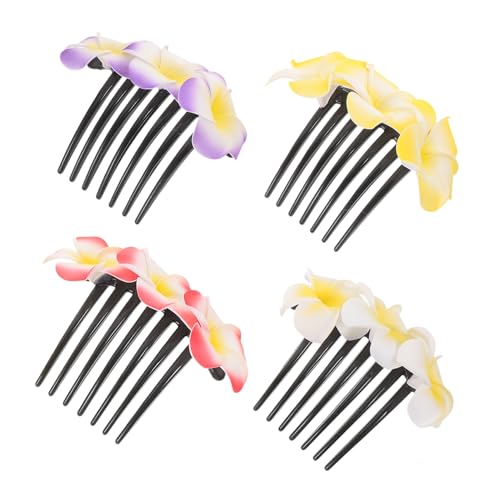 MUCKLILY 4stücke Haarkämme Mit Plumeria Blume Dekoratives Haarzubehör Für Frauen Und Mädchen Geeignet Für Hochzeiten Geburtstage Und Andere Anlässe von MUCKLILY
