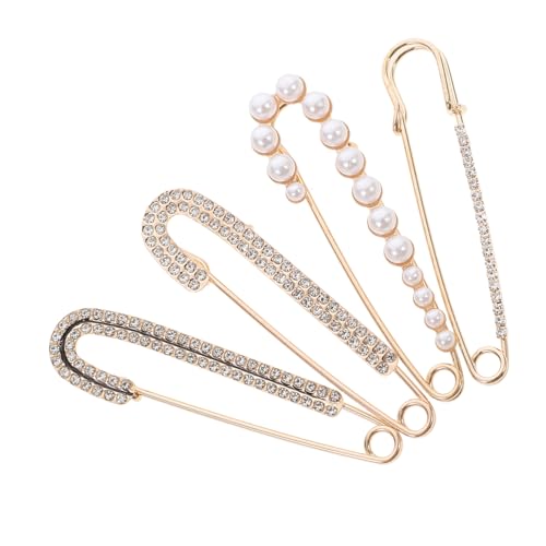 MUCKLILY 4stücke Perlen Brosche Sicherheitsnadeln Set Für Kleidung Vielseitige Verschlüsse Für Kleider Röcke Und Strickjacken Hochwertige Damen-accessoires Zur Verschönerung Und Fixierung von MUCKLILY
