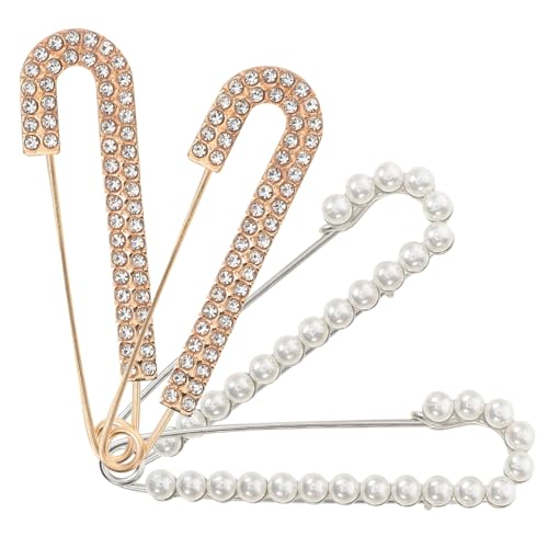 MUCKLILY 4stücke Sicherheitsnadel Brosche Damen Pullover Schal Perlennadeln Kleidung Schmuck Nadeln Für Kleidung Schmucknadeln Dekorative Pins Für Damen Schmucknadeln von MUCKLILY