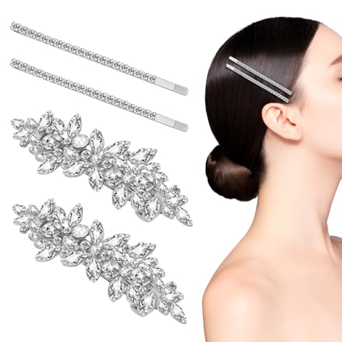 MUCKLILY 4stücke Strass Haarspangen Für Damen Mädchen Braut Hochzeit Party Schmuck Clips Für Langes Kurzes Haar von MUCKLILY
