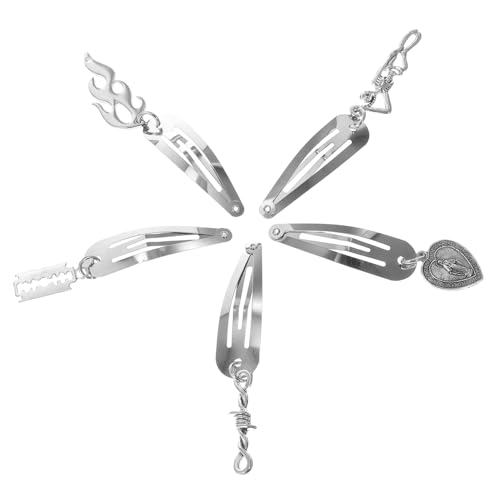 MUCKLILY 5 Paare Gothic Metall Haarklammern mit Charms Langlebige Haarklammern im Vintage Stil für Frauen und Mädchen für Halloween Cosplay Party und Bühnenauftritte von MUCKLILY