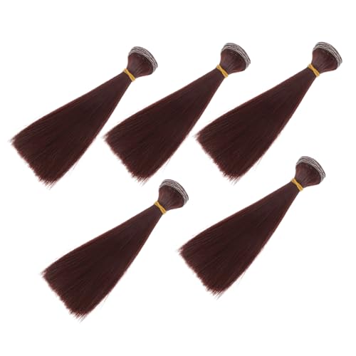 MUCKLILY 5 Stück 15cm Hitzebeständige Puppenperücke aus Glattem Haar Selbstgemacht Puppenhaar Handgefertigte Perücke für Bastelprojekte Langlebiges Puppenzubehör für Mädchen von MUCKLILY