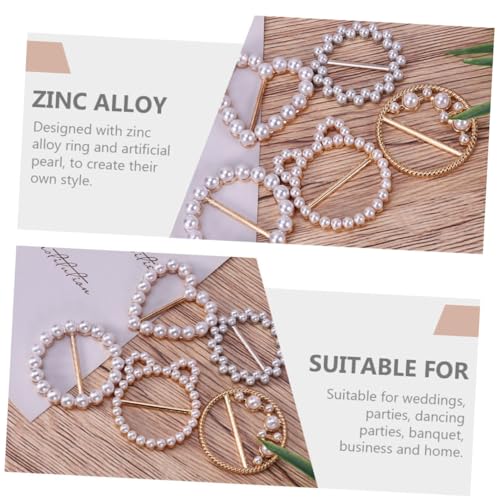 MUCKLILY 5 Stück Hochwertige T shirt Clips mit Perlenverzierung Glatte Oberfläche Schadstofffreier Zinklegierungsring Vielseitig für Damenbekleidung Seidenschals und Hemden Geeignet von MUCKLILY