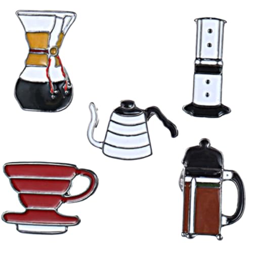 MUCKLILY 5 Stück Niedliche Kaffee Kannen Broschen Anstecknadeln für Kleidung Rucksack Modische Pins als Geschenk für Damen Herren von MUCKLILY