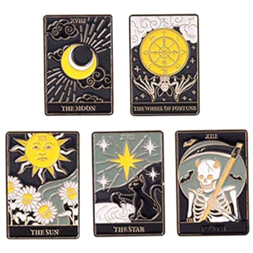 MUCKLILY 5 Stück Tarot Anstecknadeln aus Emaille Kreative Broschen für Kleidung Hut Schal Vielseitige Modeschmuck Pins aus Langlebiger Legierung Modische Dekoration für Damen und Herren MUCKLILY 5 Stück Tarot Anstecknadeln aus Emaille Kreative Broschen für Kleidung Hut Schal Vielseitige Modeschmuck Pins aus Langlebiger Legierung Modische Dekoration für Damen und Herren von MUCKLILY