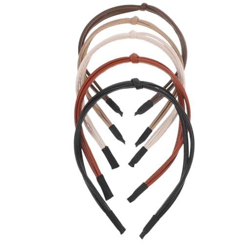 MUCKLILY 5 Stück Teiliges Damen Haarbänder aus Hochwertigem Leder Knotenverziert Leicht und Langlebig Modische Stirnbänder für Geburtstag Abschlussfeier Hochzeit und Alltag Vielseitig von MUCKLILY