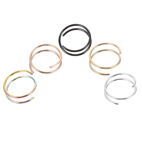 MUCKLILY 5 Stück Teiliges Doppelte Spirale Nasenringe aus Edelstahl Leichter Hautfreundlicher Nasenschmuck für Einzelpiercing Modische Nasendekoration für Damen und Herren von MUCKLILY