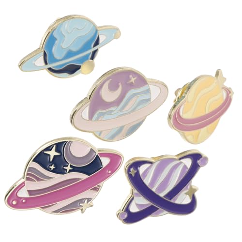 MUCKLILY 5 Stück Teiliges Emaille-broschen-set Planeten Anstecknadeln für Damen Langlebige Legierung Attraktives Weltraum-design Modische Pins für Jacken Mäntel Rucksäcke und Taschen von MUCKLILY