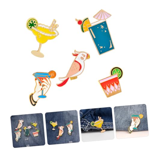MUCKLILY 5 Stück Teiliges Hawaii Broschen Damen Anstecknadeln aus Legierung Modische Sommerliche Cartoon Pins Einfache Designs für Party Deko Schal Hut Zubehör von MUCKLILY