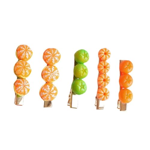 MUCKLILY 5 Stück Teiliges Japanische Haarklammern mit Lebendigem Orangen frucht design Resin haarspangen für Frauen Robust und Modisch Geeignet für Dickes Glattes und Lockiges Haar von MUCKLILY