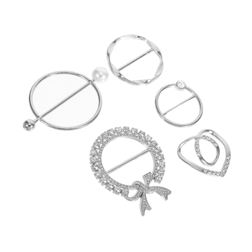 MUCKLILY 5 Stück Teiliges Metall-schalringe mit Perlen Strassbesatz Robuste Knopfverschluss-clips für Seidenschals Tücher und Taillengürtel Vielseitiges Modezubehör für Damen von MUCKLILY