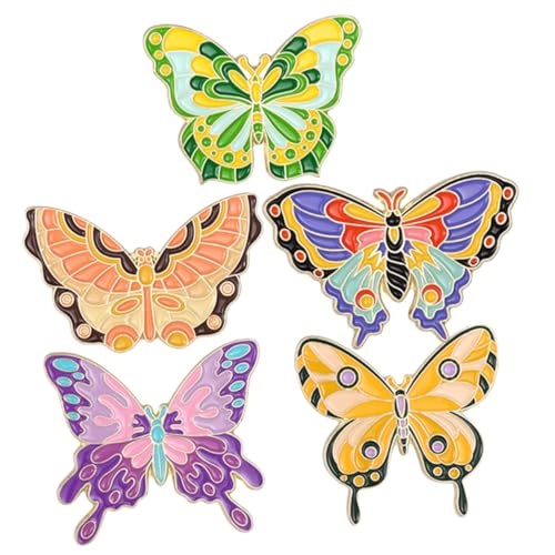 MUCKLILY 5 Stück Teiliges Schmetterling Broschen Set Damen Anstecknadeln Mode Insekten Schmuck für Party Hochzeit Alltag mit Einfacher Befestigung für Kleidung und Hüte von MUCKLILY