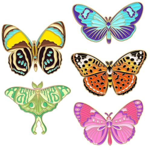 MUCKLILY 5 Stück Teiliges Schmetterling Emaille Broschen Bunte Insekten Pins Dekorative Anstecknadeln für Rucksack und Kleidung Modische Broschen mit Glatten Kanten Stilvolle Accessoires von MUCKLILY