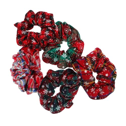 MUCKLILY 5 Stück Teiliges Weihnachts Haargummis Damen Elastische Haarschleifen Winterliche Haarbänder Festliche Haargummis für Party Alltag von MUCKLILY