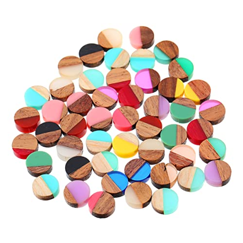 MUCKLILY 50stücke Harz Holz Ohrring Anhänger Flache Runde Scheiben Runder Ohrring Anhänger Schmuckzubehör Zum Selbermachen von MUCKLILY
