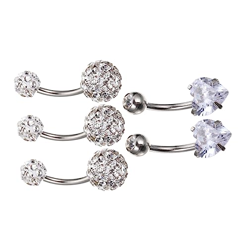 MUCKLILY 5Stücke Nabelringe mit Zirkonia Bauchnabelpiercing Schmuck für Damen Körperstechschmuck Langlebige und Designs für von MUCKLILY