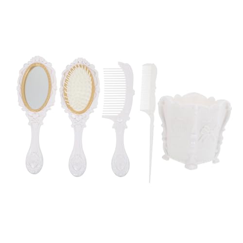 MUCKLILY 5stücke Teiliges Salon-haarbürsten-set Mit Aufbewahrungshalter Entwirrungsbürste Für Sanftes Frisieren Für Haartypen Inklusive Make-up-organizer Weiß von MUCKLILY